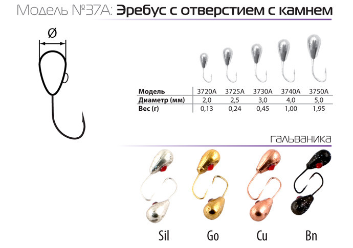 Мормышка W Spider Эребус с отверст. 5,0 мм 1,95 гр. Bn с камнем