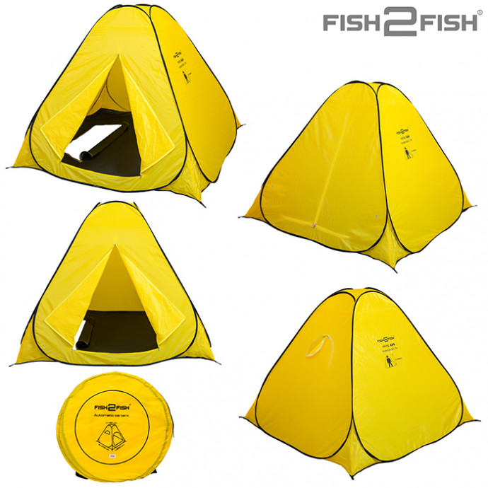 Палатка зим. Fish 2 Fish автомат. 2,0х2,0х1,5м дно на молнии желтая