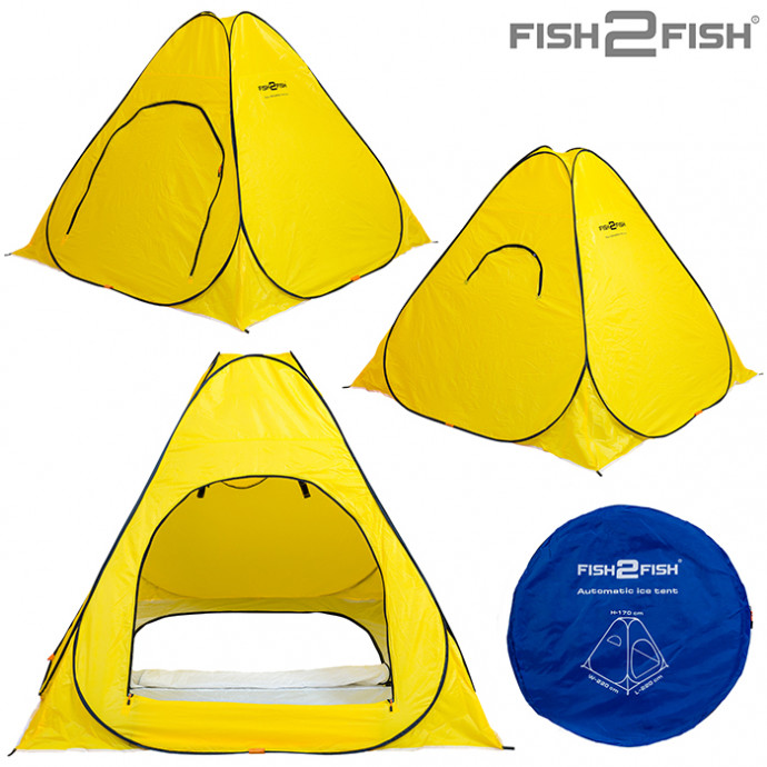 Палатка зим. Fish 2 Fish автомат. 2,2х2,2x1,7м дно на молнии желтая